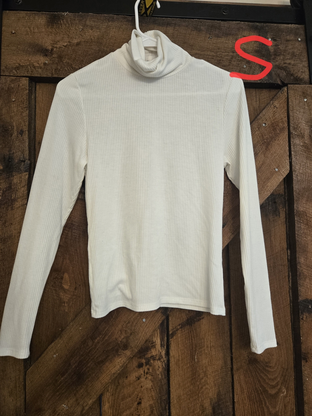 Charlotte Russe Cream Ribbed Turtleneck Long Sleeve Top